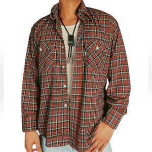 Vintage Levi’s Plaid Western Button Down Shirt Men’s Small Red Blue Green